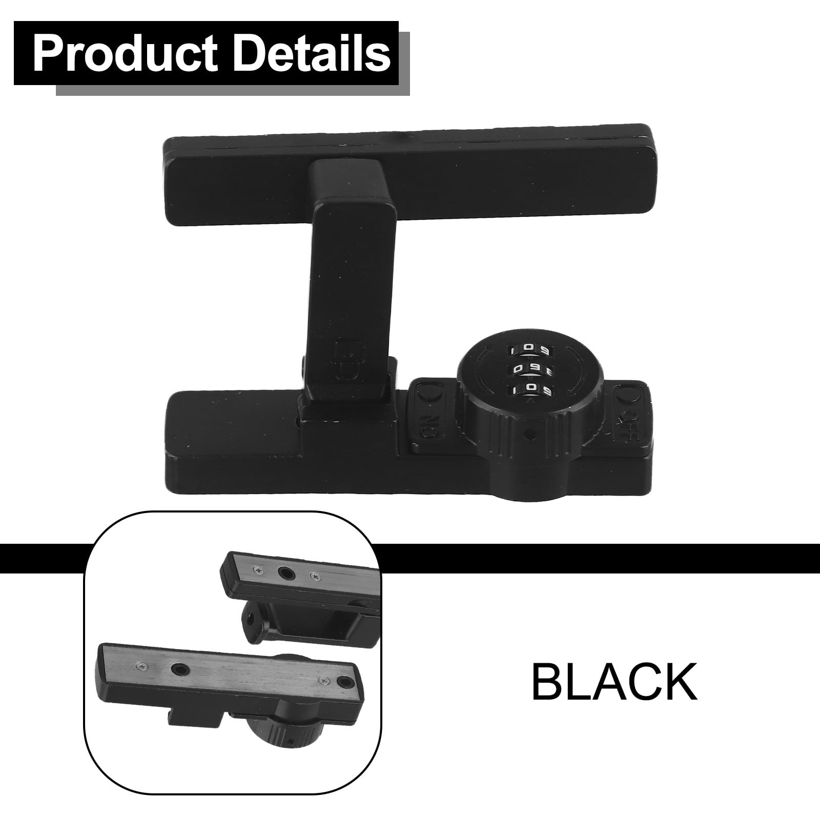 CHENGSI for 3-Digit Combination Lock 90 Degree Sliding Door Lock Black Zinc Alloy Security Latch for Bathroom Cabinet Kitchen Office Hotel 1000 Code Combinations Password Protection