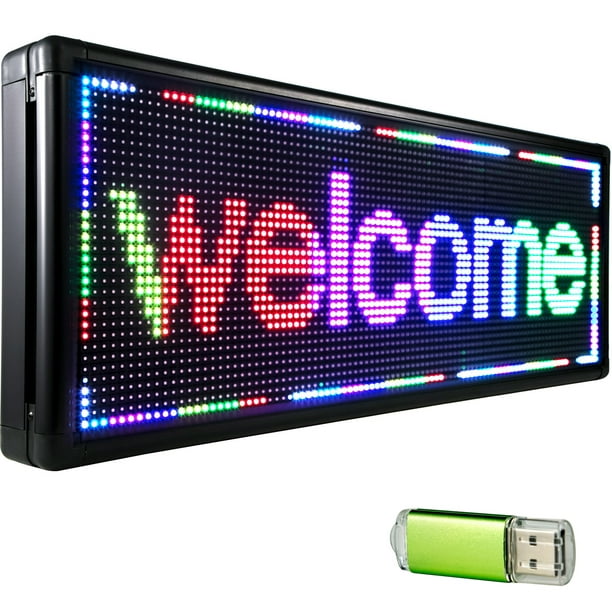 VEVOR Led Sign 40" x 15" Digital Sign Full Color Color with high Resolution P10 Led Scrolling Display Programmable by PC & WiFi & USB for Advertising - Walmart.com