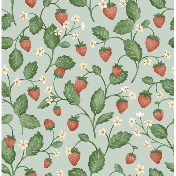 Fine Decor Maxine Seafoam Strawberry Fields Wallpaper