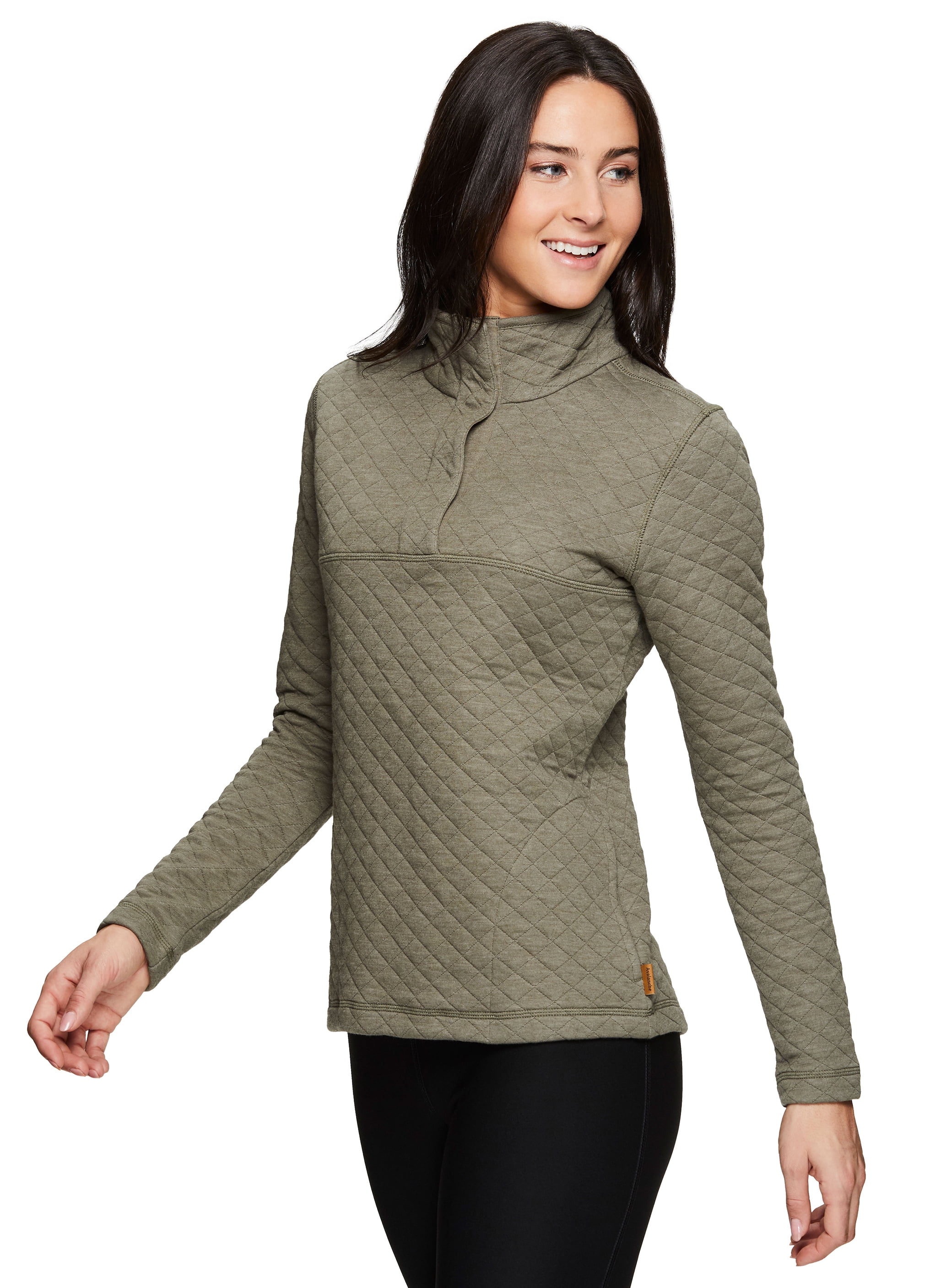 Avalanche Womens Midweight Knit 1//4 Zip Pullover Sweatshirt With Zip Pocket
