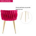 thumbnail image 5 of Velvet Dining Chairs, Mid-Century Living Room Chair with Metal Legs and Soft Padded, Woven Back Dining Chairs, Upholstered Accent Leisure Side Chair(Rose Red,Set of 8), 5 of 9