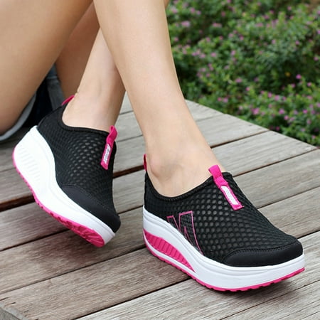 

Fashion Women Platform Shoes Women Loafers Breathable Air Mesh Swing Wedges Shoe