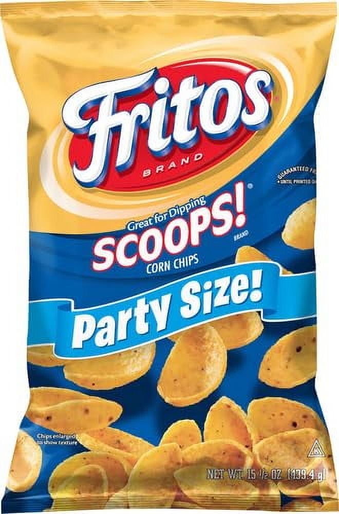 FRITOS® Scoops! Corn Chips, Party Size, 15.5 oz Per Bag With Olive Green Bowl By ValueNest