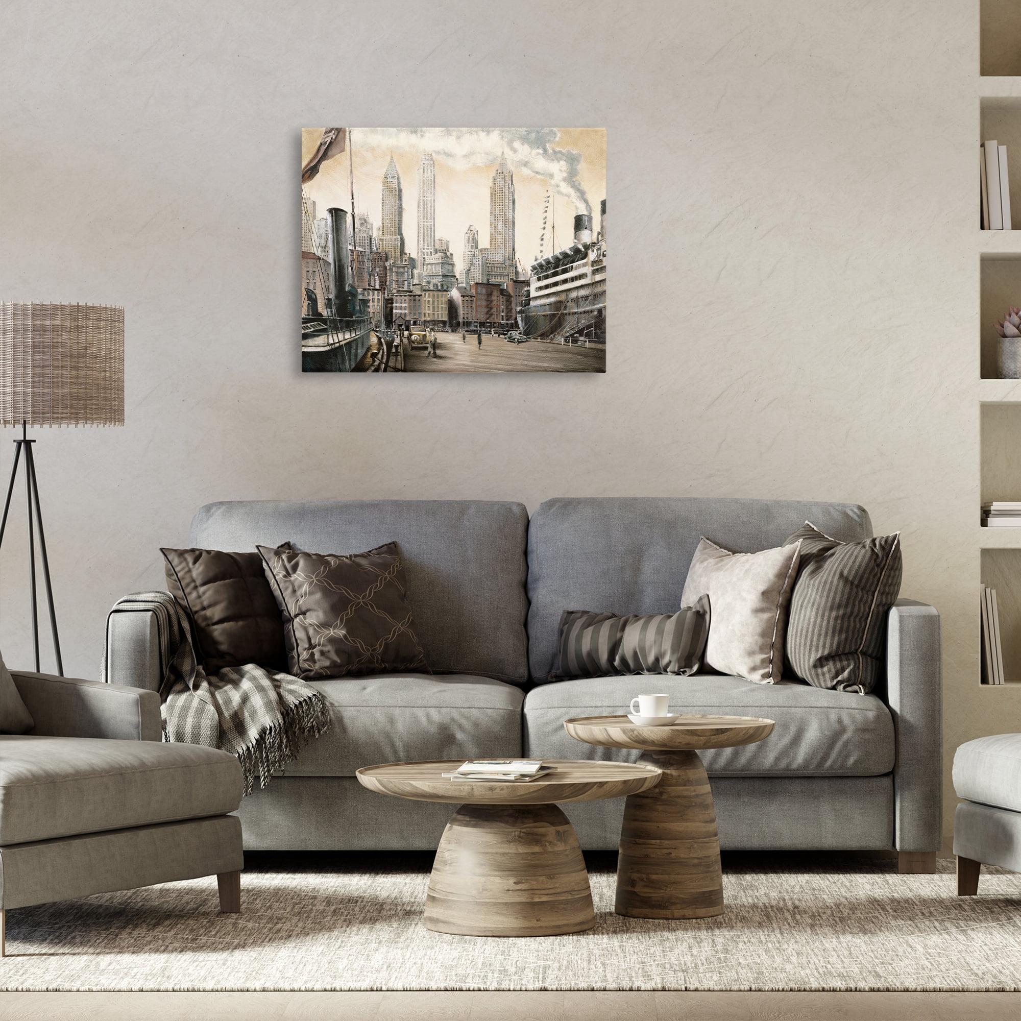 Stupell Industries Urban Boat Harbour Scenery Painting Gallery Wrapped Canvas Art Print Wall Art, 30 x 24