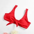 thumbnail image 4 of TOOYOU Women Swimsuit Solid Color Print Split Bathing Suits High Waist Pants Suspender Backless Bikini Hot Spring Beach Leisure Swimwear Red, 4 of 9