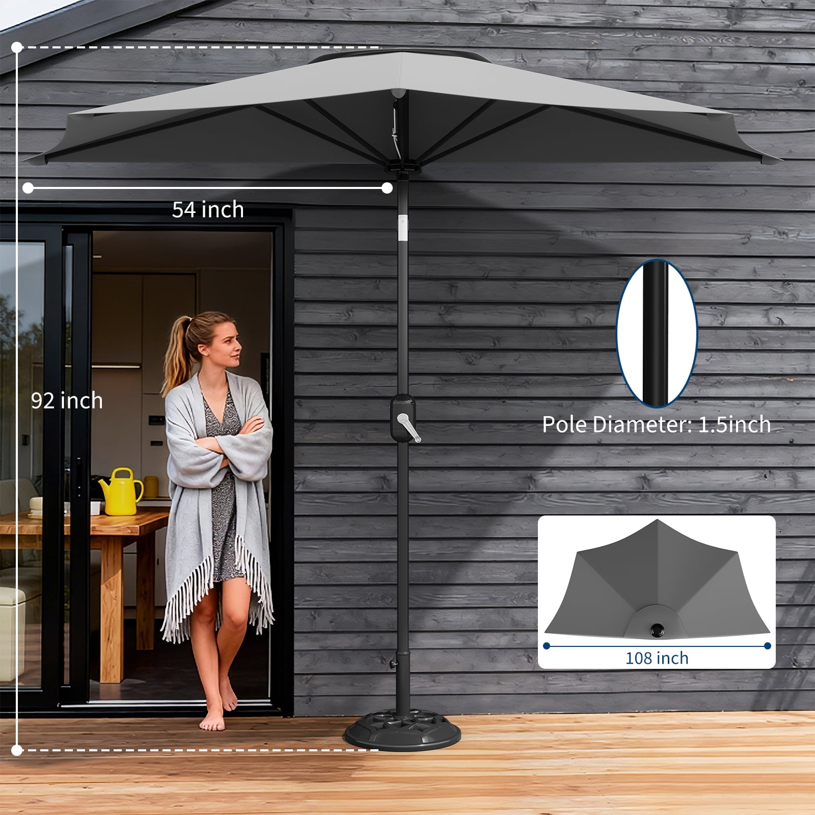 GOGRANT 98.4 in Gray Rectangle Market Patio Umbrellas with Crank, Adjustable Tilt, Crank