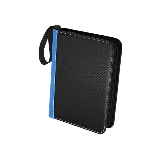 KLKCMS 9 Pockets Trading Cards Binder Holder Organizer Zipper Cards Collection Binder light blue