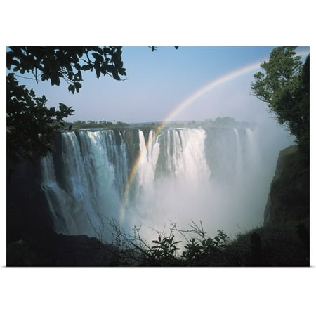 Great BIG Canvas | Rolled Ian Cumming Poster Print entitled Rainbow In Front Of Victoria Falls; Zimbabwe