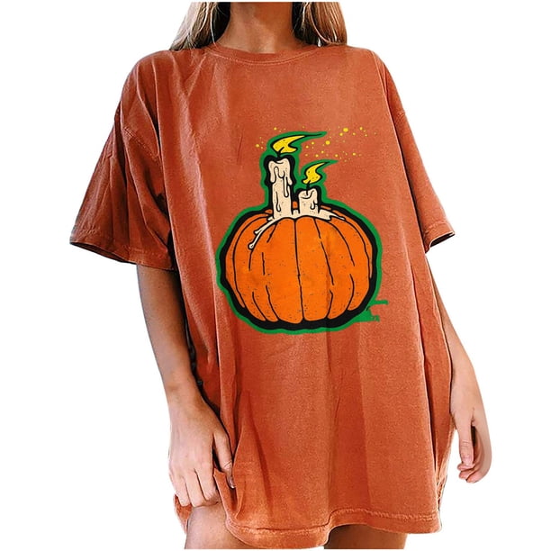 Tops de mujer Velas de Halloween Estampados de representación verde Patrones destacados creativos Mangas cortas sueltas Tops de hombre y mujer Camisetas de cuello Pompotops hfajkhk138881