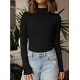 thumbnail image 3 of PRETTYGARDEN Women's Turtleneck Long Sleeve Shirts Fall Basic Thermal Underwear Tops Ribbed Fitted Layering Knit Top, 3 of 10