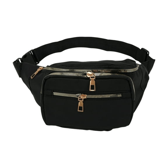 Unique Bargains 1 Pc Fanny Pack Solid Waist Bag Black