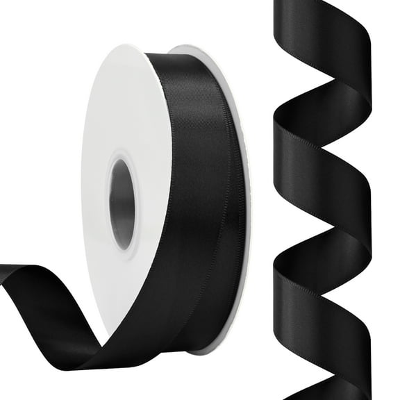 Double Face Satin Ribbon 1 inch X 50 Yards /roll,Polyester Ribbon for Gift Wrapping Very Suitable for Weddings Party Hair Bow Invitation Decorations and More Black
