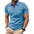 thumbnail image 2 of Vetsdori Mens Short Sleeve T-Shirts Polo Summer Work Plain 1/4 Zipper Casual Stylish Shirts for Men, 2 of 6