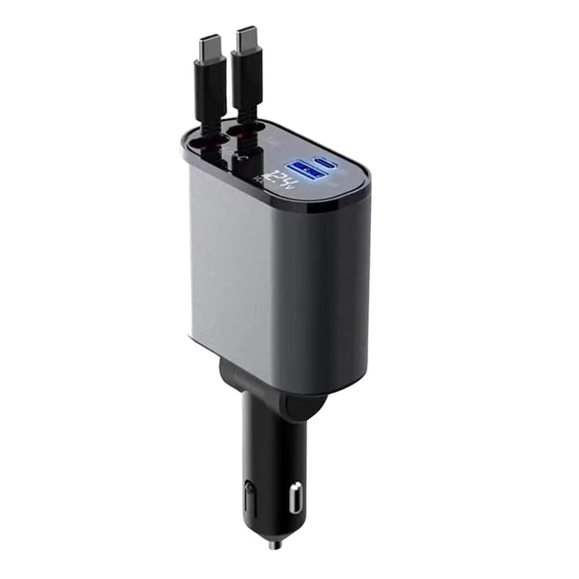 DQrwqpou Cargador Coche USB 4 en 1 Toma Corriente Telescópica 86W PD QC3.0 (2 Tipo C)
