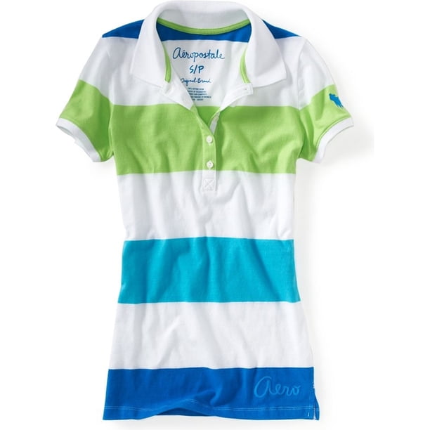 Polo Aeropostale para mujer con bordado de rayas verde grande