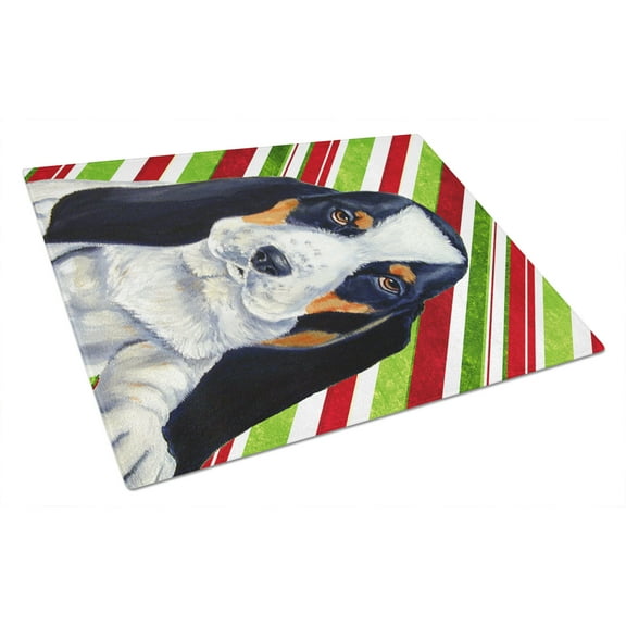 Carolines Treasures LH9239LCB Basset Hound Candy Cane Holiday Christmas Glass Cutting Board Large, 12H x 16W, multicolor