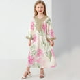 thumbnail image 2 of Bxsruta Girls Long Sleeve Ethnic Print Robe Dress for Kids Big Girls Casual Party Wear, 2 of 7