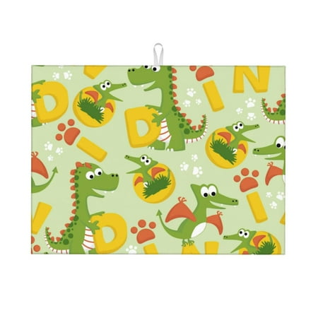 

Cauagu Dish Drying Mat 24*18 inch Absorbent Dish Drainer Kitchen Counter Dish Drying Pad for Countertops Sinks Draining Racks( Cartoon Dinosaurs)