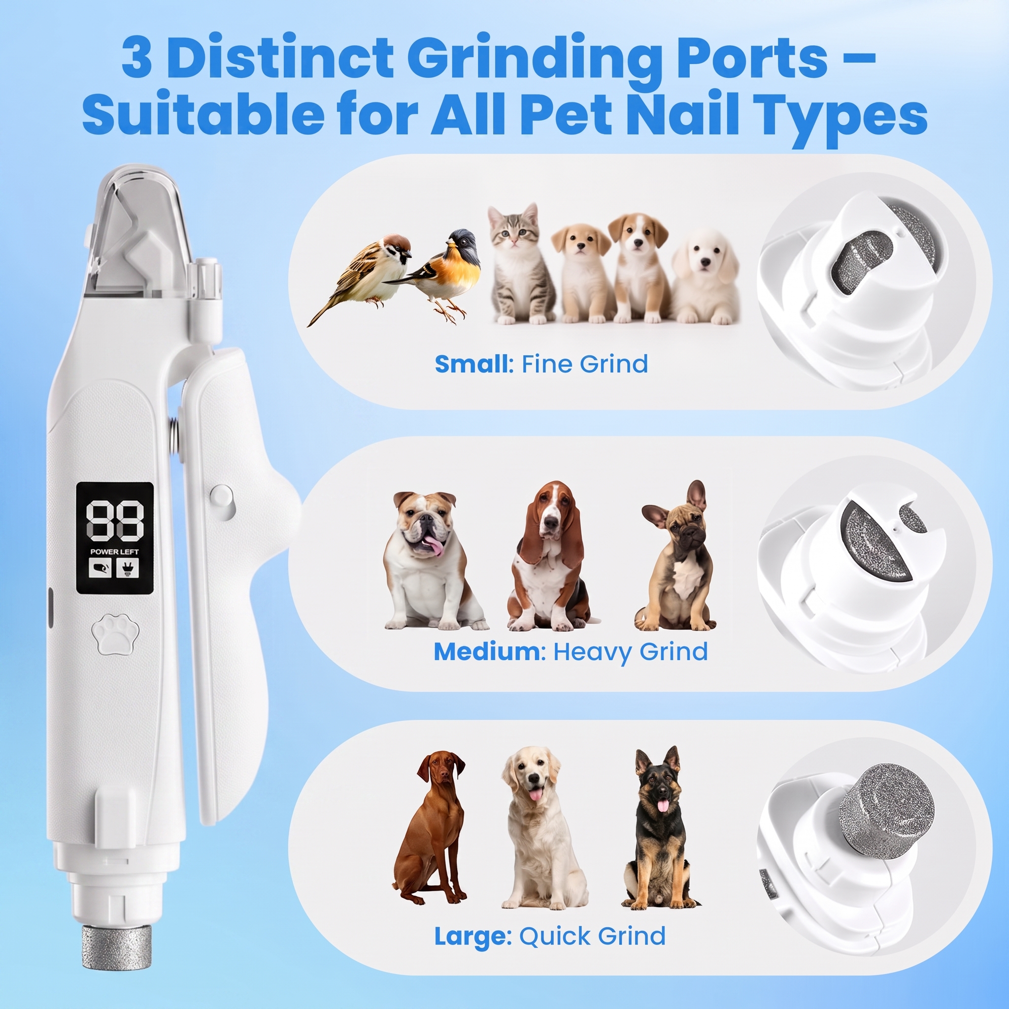 Absoke 2-in-1 Dog Cat Nail Clipper and Grinder with LED Lights photo 5