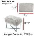 thumbnail image 4 of BirdRock Home Rectangular White Faux Fur Foot Stool Ottoman with Grey Legs, 4 of 5