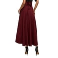 thumbnail image 2 of Gureui Women's High Waist Pleated A Line Maxi Skirt Vintage Slit Belted Ankle Length Flared Swing Long Skirt with Pockets Streetwear, 2 of 2