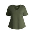 thumbnail image 2 of Terra & Sky Women's Plus Size Short Sleeve V-Neck T-Shirt, 2 of 6