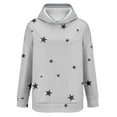 thumbnail image 5 of Women's Star Print Drawstring Hooded Sweatshirt with Pocket, Lightweight Oversized Long Sleeve Pullover Top, Casual Streetwear Fall Winter Comfort Wear, Aesthetic Soft Fleece Loungewear Light Ashy M, 5 of 8