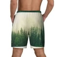 thumbnail image 3 of Sigee Fog Forest Print Mens Swim Trunks with Compression Liner Quick Dry Swim Stretch Beach Shorts with Pockets,S-3XL, 3 of 7