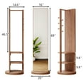 thumbnail image 5 of 360° Swivel Freestanding Solid Wood Full Length Mirror with Coat Rack, 5 of 8