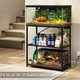 thumbnail image 2 of TC-HOMENY Fish Tank Stand 10-37 Gal, Aquarium Stand with Adjustable Shelf w/ 1000LB Load Capacity, Multipurpose Metal Reptile Tank Stand w/ Double Storage Design & Adjustable Boards, Brown, 2 of 8