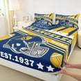 thumbnail image 3 of Manfei Rugby Ball Sport Silhouette Twin Sheet Sets,Atlant Twin Fitted Sheet,Darkblue Rugby Helmet Flat Sheet For Boys,Lightweight Room Decoration,3pcs, 3 of 7