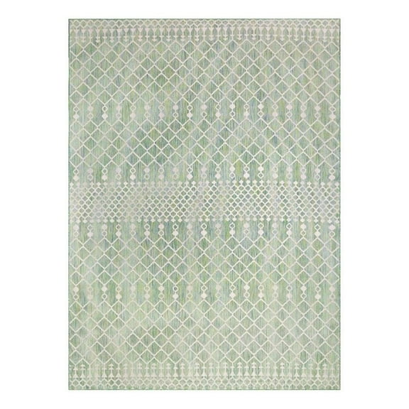 Pemberly Row Contemporary 8' x 10' Fabric Blue Green Area Rug