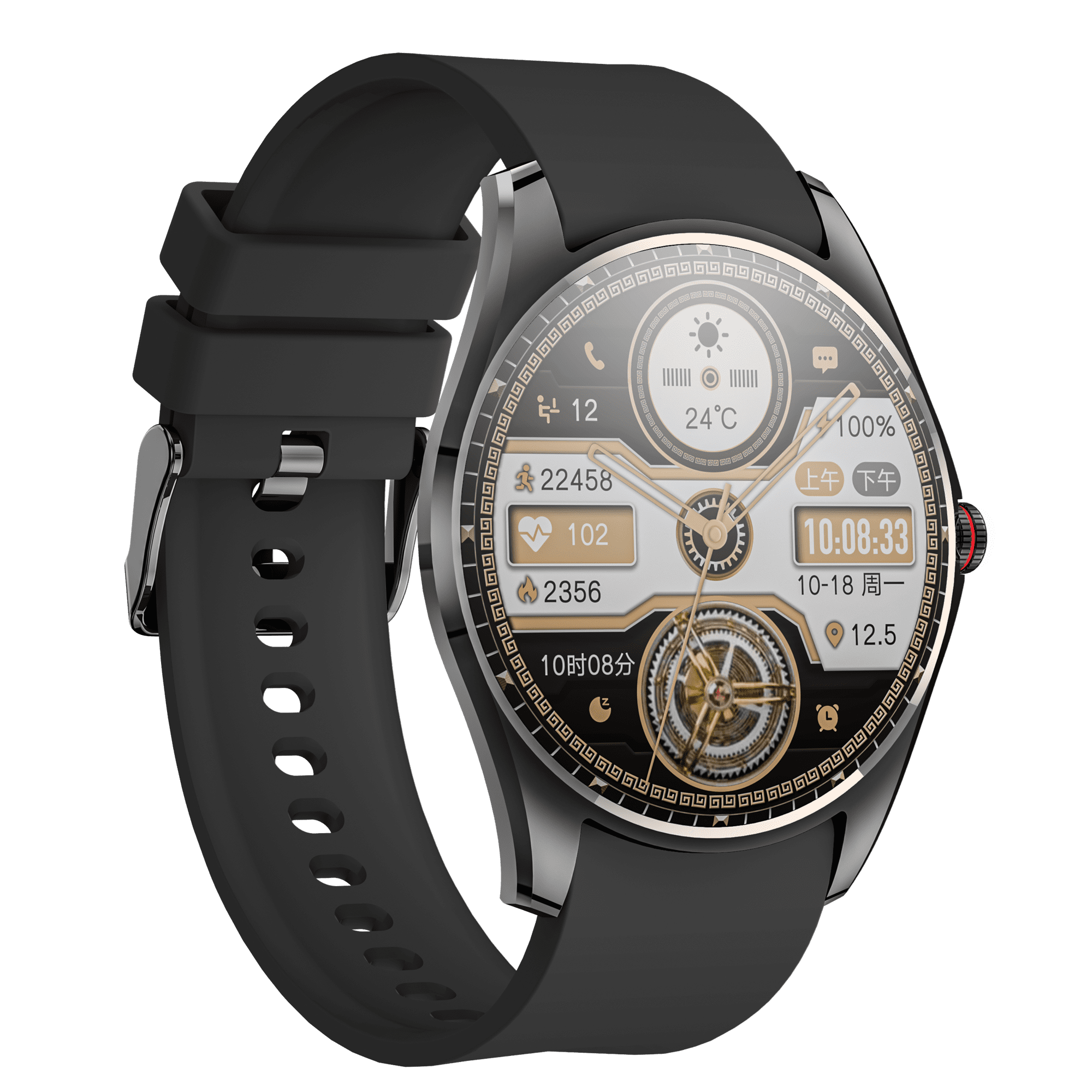 E EYAFA Ultra Thin Bluetooth Call Smart Watch V36 with 1.5 inch AMOLED Screen for Men and Women-Black