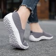 thumbnail image 4 of DLWKIPV Women's White Flyknit Slip-On Shoes - Breathable Lightweight Casual Loafers for Daily Wear(gray,5.5), 4 of 5