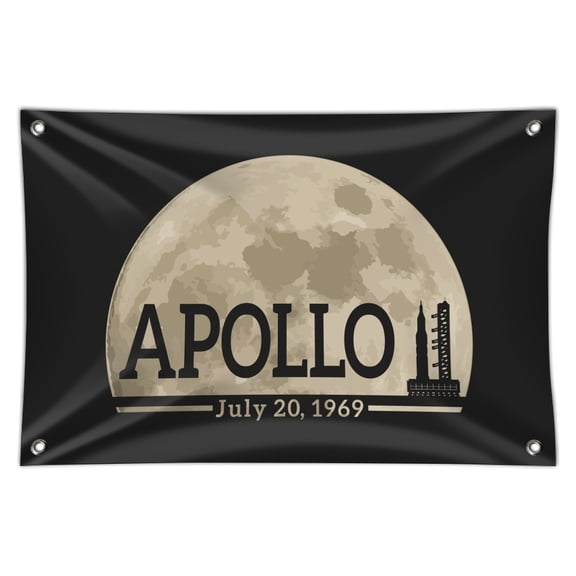 NASA Apollo 11 Moon with Saturn V Rocket and Launchpad Home Business Office Sign