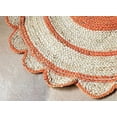 thumbnail image 3 of Natural Farmhouse Jute Round Rug with Red Border Design, Scalloped Round Rug Size 7 x 7 Feet, 3 of 3