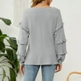 thumbnail image 4 of gakvbuo Fall Women'S Casual Sexy Fashion Long Sleeve V-Neck Ruffle Lantern Sleeve Pullover Top Shirt Blouse, 4 of 5