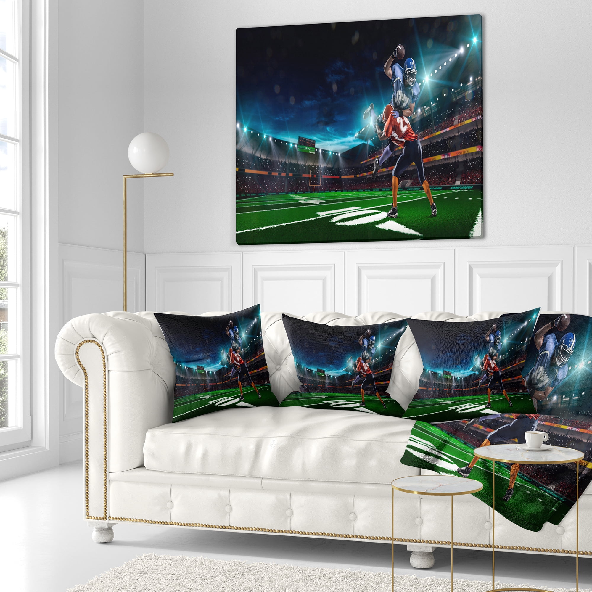 Designart American Football Player - Sport Throw Pillow - 18x18