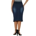thumbnail image 3 of INSPIRE CHIC Women's Bodycon Midi Skirt High Elastic Waist Split Front Denim Pencil Skirt, 3 of 5