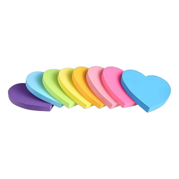 CCOCC 8Pcs Heart Post It Notes,Cute Design Sticky Notes Cute,Cartoon Sticky Notes,Multicolor