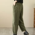 thumbnail image 7 of REALiKUN Women's Vintage Corduroy Trousers High Elastic Waist Wide Leg Pocketed Pants Cozy Straight Leg Baggy Lounge Slacks, 7 of 7