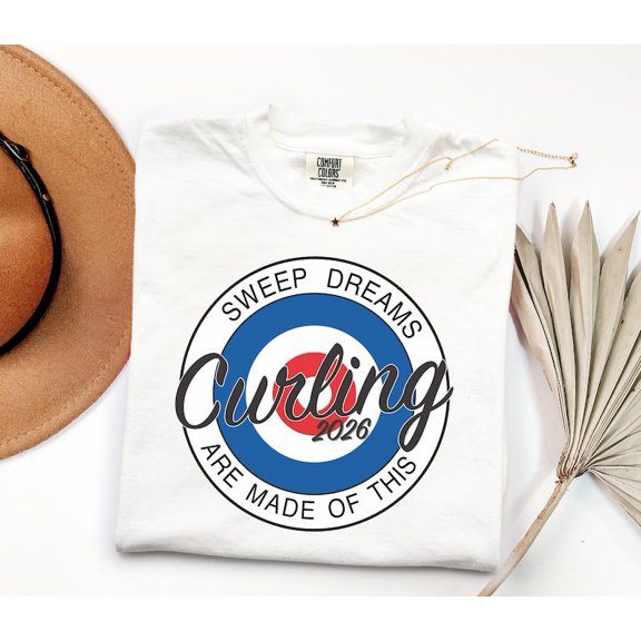 Sweep Dreams Are Made of This Curling 2026 Graphic T-Shirt, Winter Sports Curling Fan Shirt Comfort Colors Unisex Cotton T-Shirt, Size S-3XL