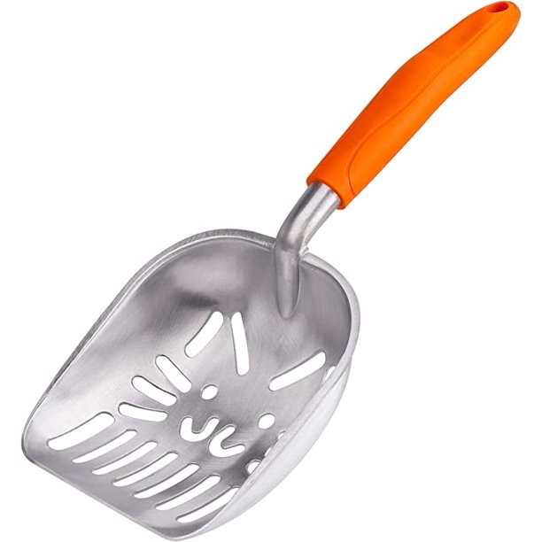 Palas de arena de metal Pala de arena para gatos de aleación de aluminio con mango largo Fácil de limpiar para mascotas, rasguños de gato