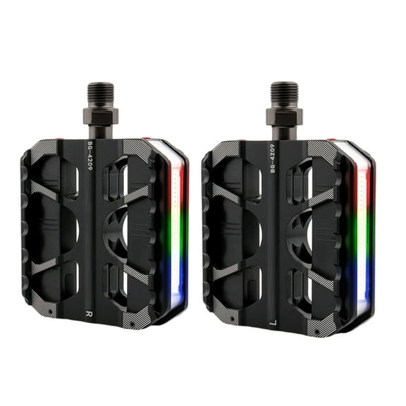 BQBQERT LED Light Bicycles Pedals Flat Pedals Bike Footboards Platform Nonslip Bike Pedals 9/16inch Nonslip Wide Platform Pedals
