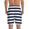 thumbnail image 4 of Lsque Navy Blue And White Stripes Mens Sleep Pajama Shorts,Short Pajama Pants, Cotton Ultra-Soft Knit-Small, 4 of 9