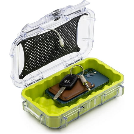 Tumis 56 Clear Waterproof Dry Box Protective Case Colored Rubber Insert - Travel Safe/MilSpec/USA Made - Tackle Organization of Cameras, Phones, Camping, Fishing, Travel, Water Sports (Green)