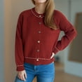 thumbnail image 2 of Womens Crewneck Knit Shirts Casual Cardigans Sweaters Classic Button Open Front Long Sleeve Jackets, 2 of 7