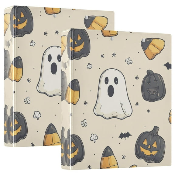 FORMRS 3 Ring Binder 1.5 inch with Pockets Set of 2 Clip Board 200 Sheets Capacity, Halloween Black Pumpkins