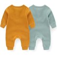 thumbnail image 3 of ZAV Solid Unisex Baby Boy Girl Rompers 2 Pack Long Sleeve Jumpsuits Infants Clothes Outfits, 3 of 8