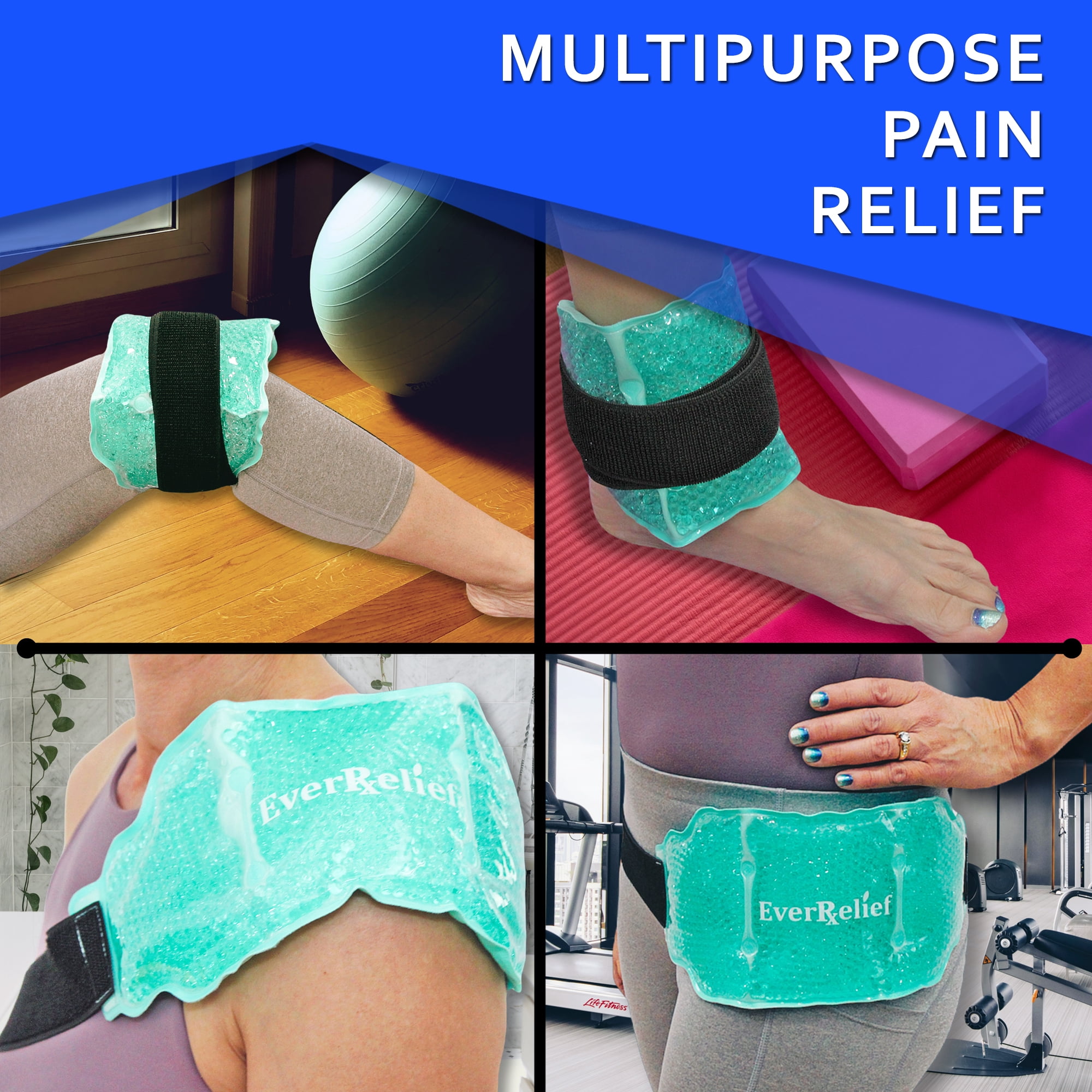 EverRelief Hot or Cold Gel Bead Therapy Wrap for Back Pain Relief (Large)